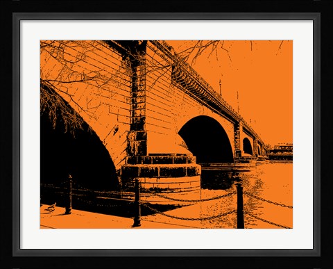 Framed London Bridges on Orange Print