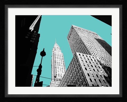 Framed New York on Blue Print