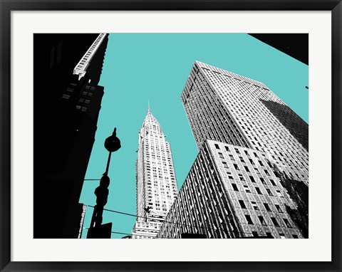 Framed New York on Blue Print