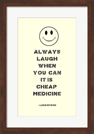 Framed Always Laugh Lord Byron Quote Print