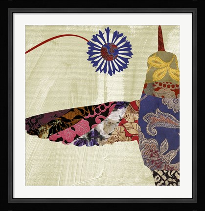 Framed Hummingbird Brocade I Print