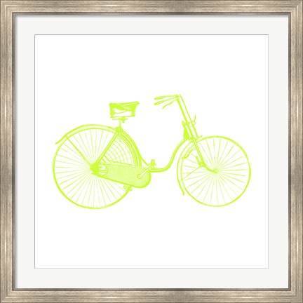 Framed Lime On White Bicycle Print