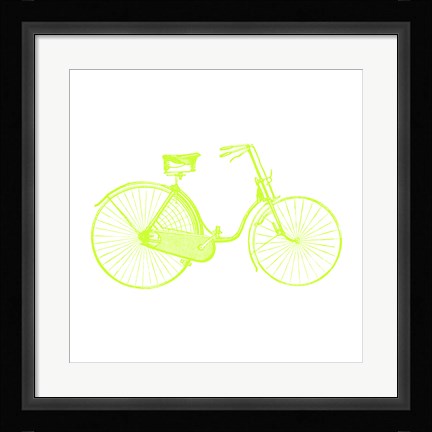 Framed Lime On White Bicycle Print