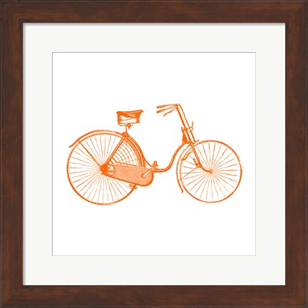 Framed Orange On White Bicycle Print