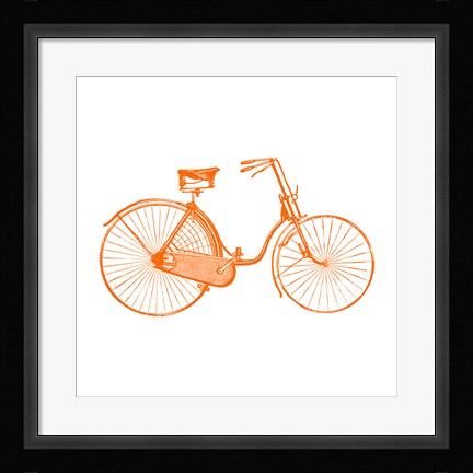 Framed Orange On White Bicycle Print
