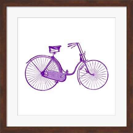 Framed Purple On White Bicycle Print