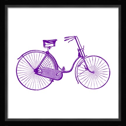 Framed Purple On White Bicycle Print