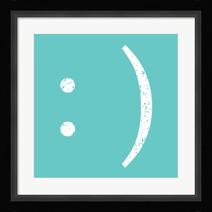 Framed Aqua Smiley Print