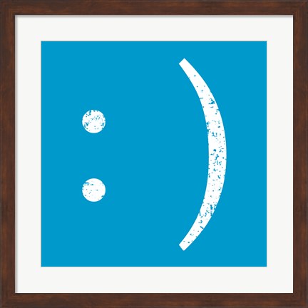 Framed Blue Smiley Print