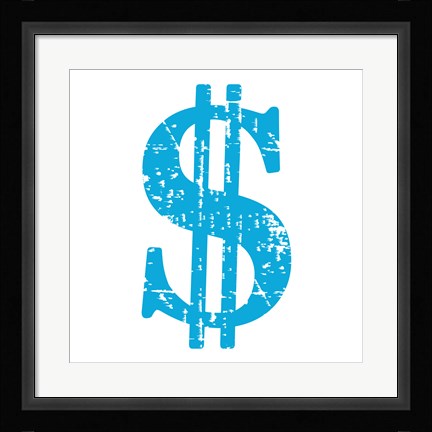 Framed Blue Dollar Sign Print