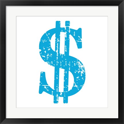 Framed Blue Dollar Sign Print