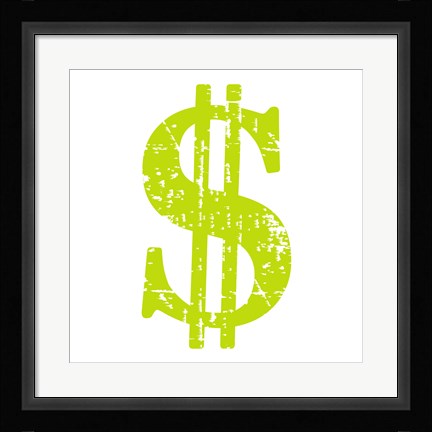 Framed Lime Dollar Sign Print