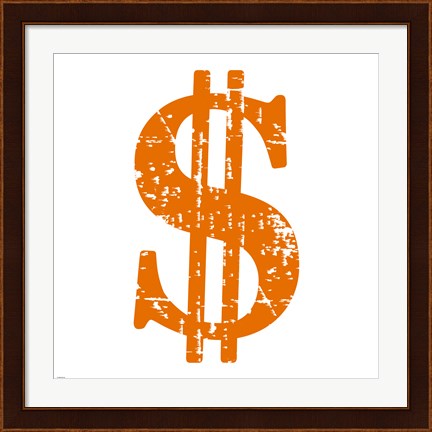 Framed Orange Dollar Sign Print