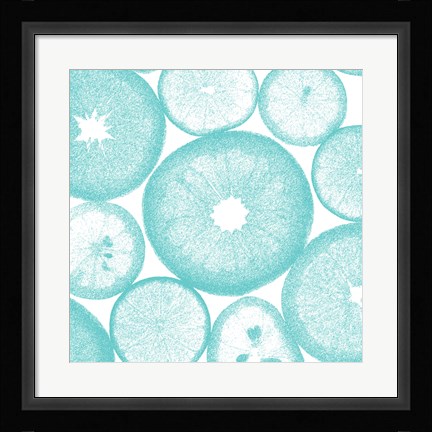 Framed Aqua Lemon Slices Print