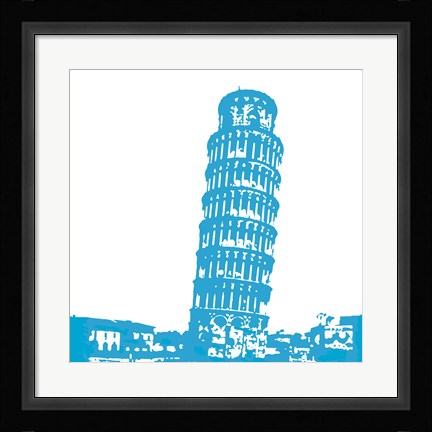 Framed Pisa in Blue Print