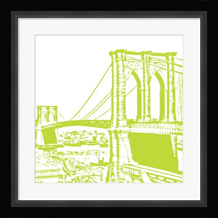 Framed Lime Brooklyn Bridge Print
