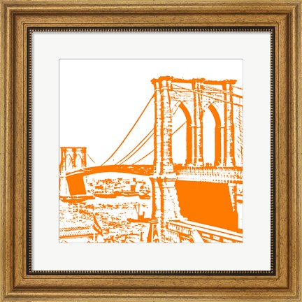 Framed Orange Brooklyn Bridge Print