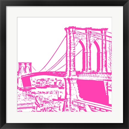 Framed Pink Brooklyn Bridge Print
