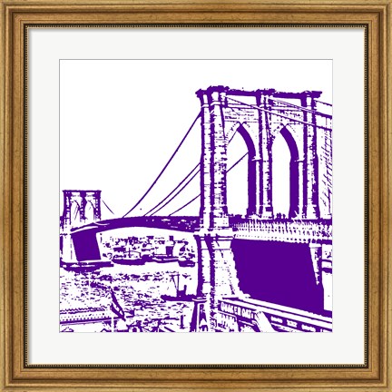 Framed Purple Brooklyn Bridge Print