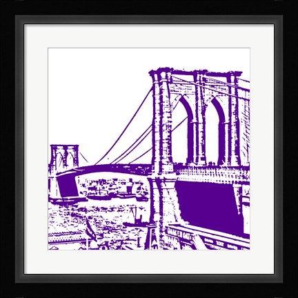 Framed Purple Brooklyn Bridge Print