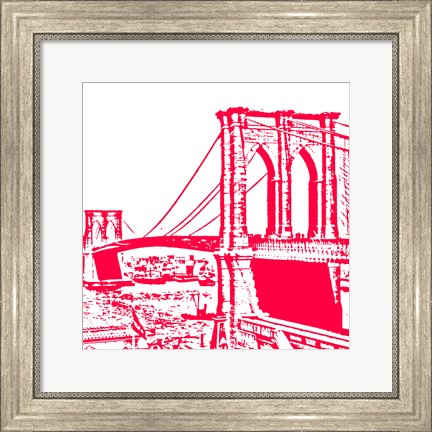 Framed Red Brooklyn Bridge Print