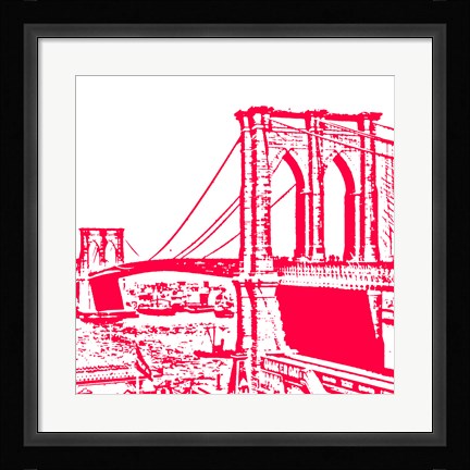 Framed Red Brooklyn Bridge Print