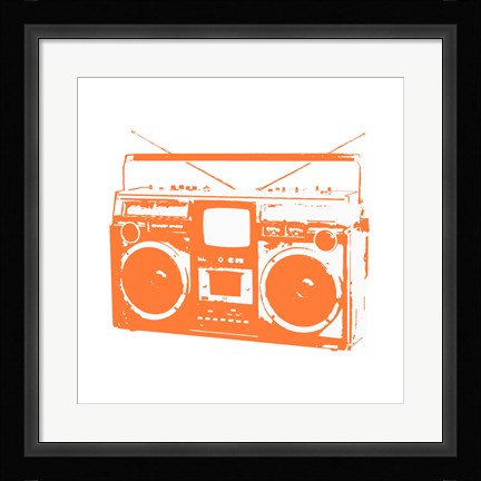 Framed Orange Boom Box Print