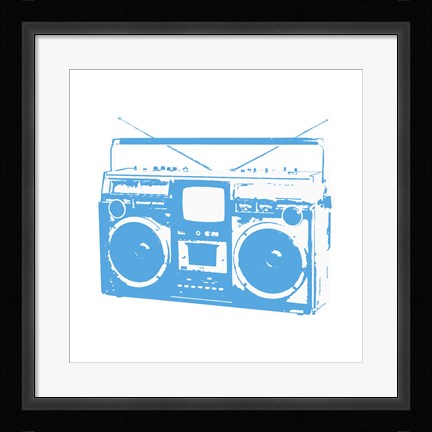 Framed Blue Boom Box Print