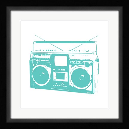Framed Aqua Boom Box Print