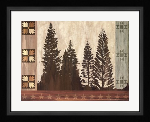 Framed Pine Trees Lodge I Print