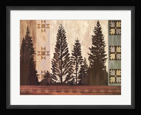 Framed Pine Trees Lodge II Print