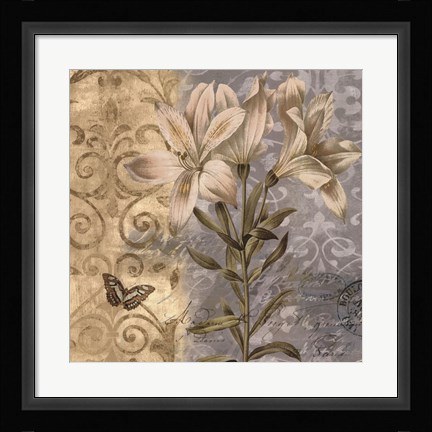 Framed Flowers Butterfly II Print