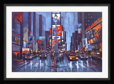 Framed Times Square Blue Print