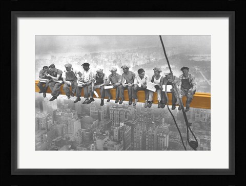 Framed Lunch Atop A Skyscraper. Print