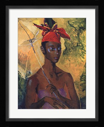 Framed Woman with Parasol Print