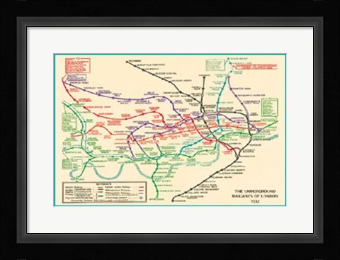 Framed Vintage Transport Map Print
