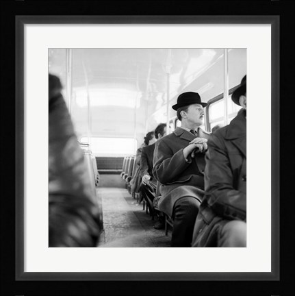 Framed City Gent On The Top Deck Of A Bus Print