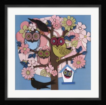 Framed Summer Owl Tree Print