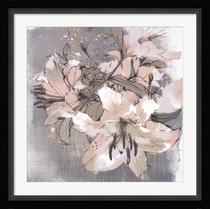 Framed Painted Lilies I Print