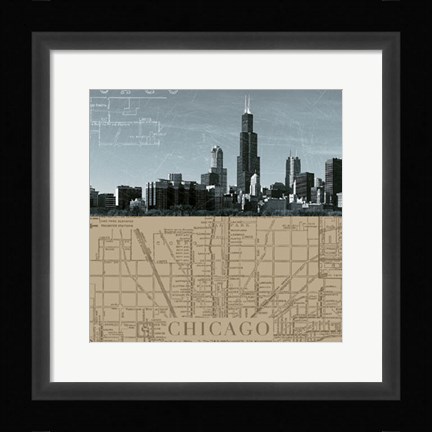 Framed Chicago Map I Print