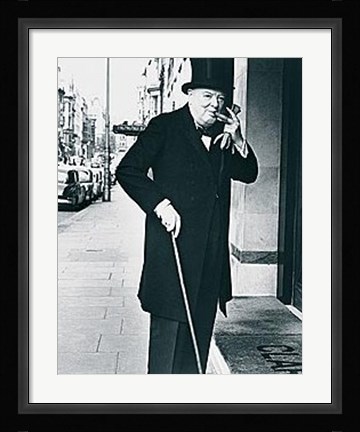 Framed Sir Winston Churchill Outside Claridges Hotel Print