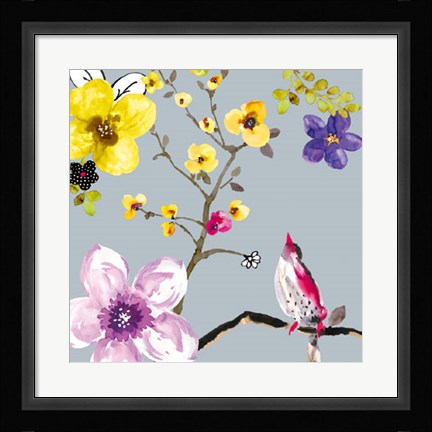 Framed Blossom Birds I Print