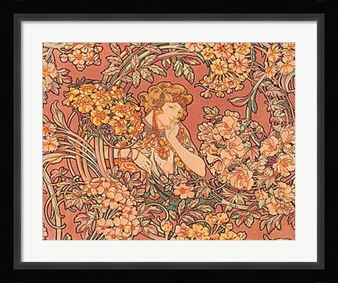 Framed Redhead Among Flowers Print