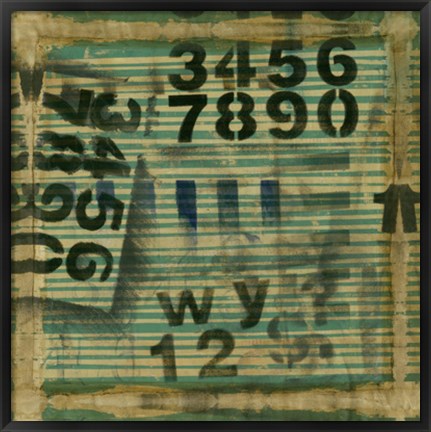 Framed Layered Teal Numbers Print