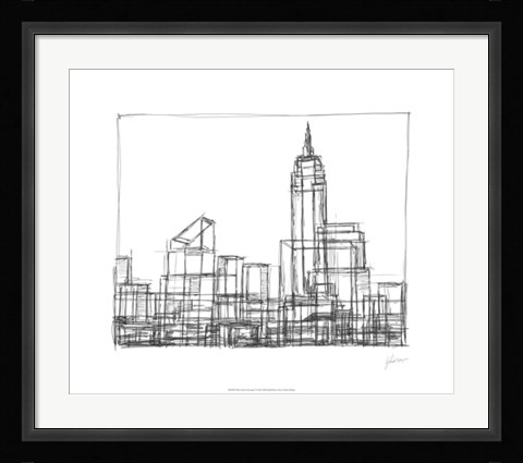 Framed Wire Frame Cityscape I Print