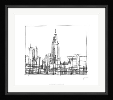 Framed Wire Frame Cityscape II Print