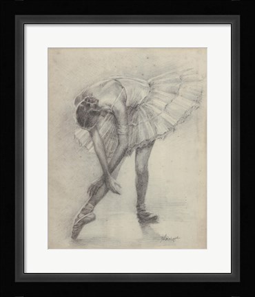 Framed Antique Ballerina Study II Print