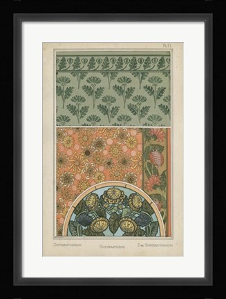 Framed Nouveau Floral Design I Print