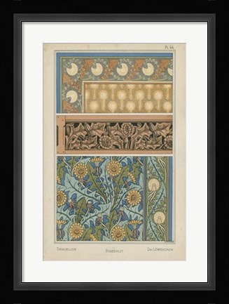 Framed Nouveau Floral Design II Print
