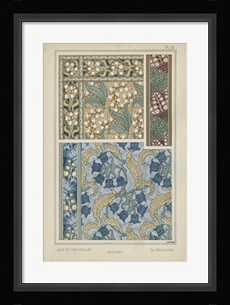 Framed Nouveau Floral Design V Print